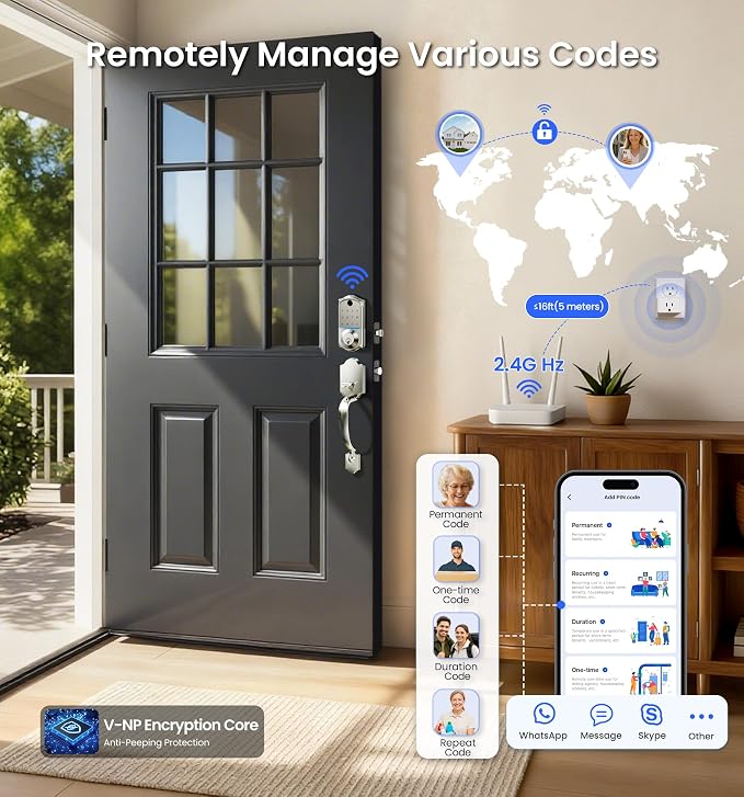 Veise VE017G Wi-Fi Keyless Entry Door Lock, App Remote & Voice Control - Image 6
