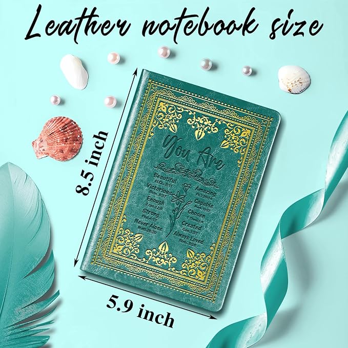 Green A5 Lined Leather Journal Notebook,Inspirational Christian Gifts Hardcover Executive Notebooks for Men Women,200 Pages 100 Gsm Thick Ruled Paper Daily Diary for School,Family ,Friends,Work (You Beautiful Green)