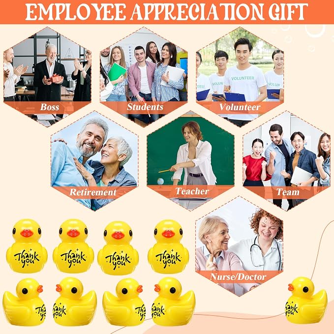 Skylety 50 Pcs Thank You Gifts Mini Resin Ducks Employee Appreciation Gifts - Image 6