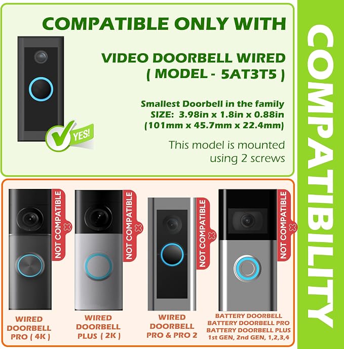 Video Doorbell Corner Mount for Doorbell Wired Corners Mounting Bracket 45 - Image 2