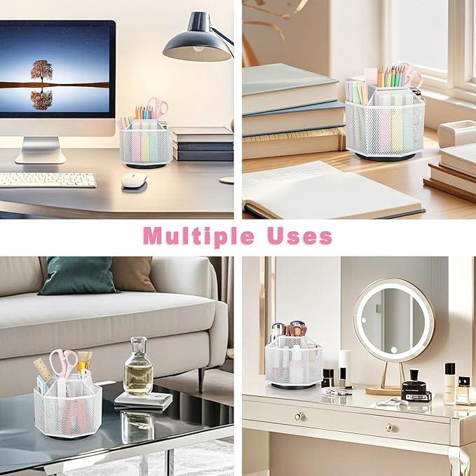 Exerz Desk Organiser/Mesh Desk Tidy Candy/Pen Holder/Multifunctional Organiser 360 Rotating