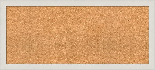 Amanti Art Natural Cork Board for Wall, 23x51 Vision Board with White Frame, Oversize Corkboard Office Decor for Home Organization, Country Rustic Corkboard Pinboard to Display Items for Home