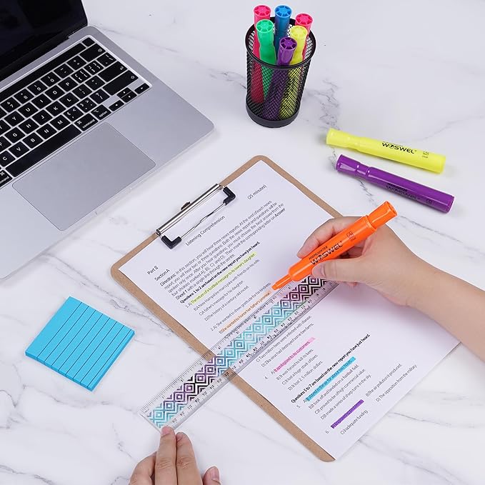 Highlighters Bulk, 24 Pack Tank Style Highlighters Assorted Fluorescent Colors Set, 6 Bright Colors Chisel Tip Highlighter Markers for Kid and Adult Coloring, Highlighting as School Supplies