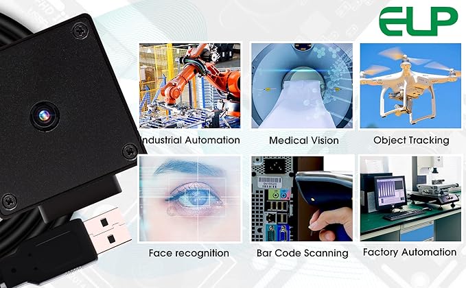 ELP 16MP Autofocus USB Camera with Metal Case - Mini UVC USB2.0 4K Webcam with 68 No Distortion Lens IMX298 Sensor for PC & Home Surveillance