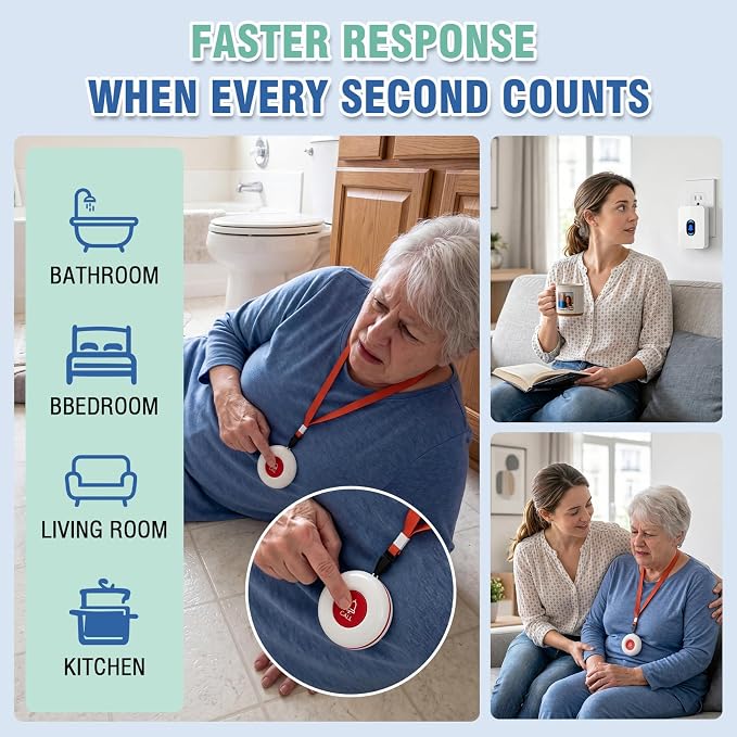 Daytech Wireless Wrist Pager Caregiver Call Button in Home System Watch Alarm - Image 4