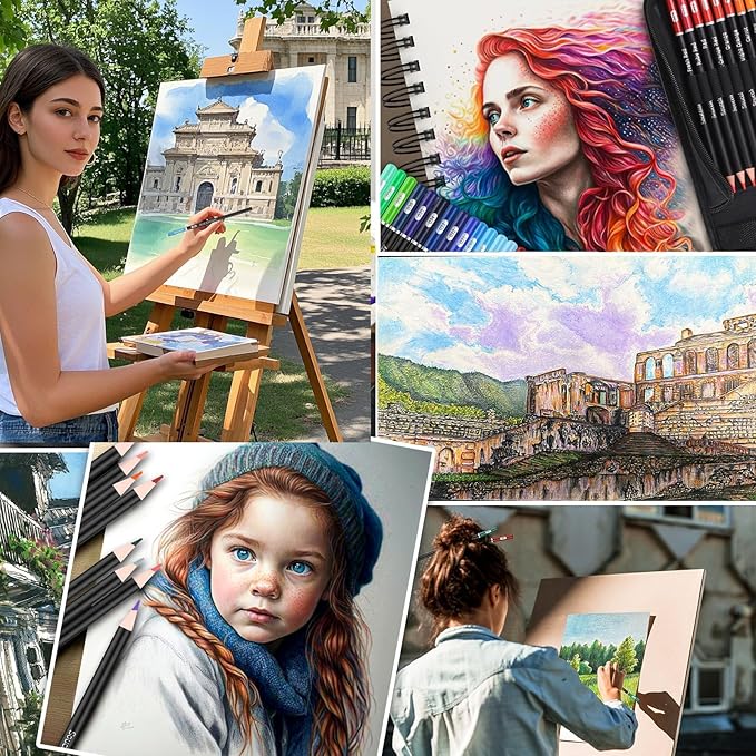 Soucolor 72-Color Colored Pencils for Adult Coloring Books, Back to School Supplies, Soft Core, Artist Drawing Sketching Pencils Set, Art Supplies Kit Gifts for Kids Teens Beginners Blending Shading