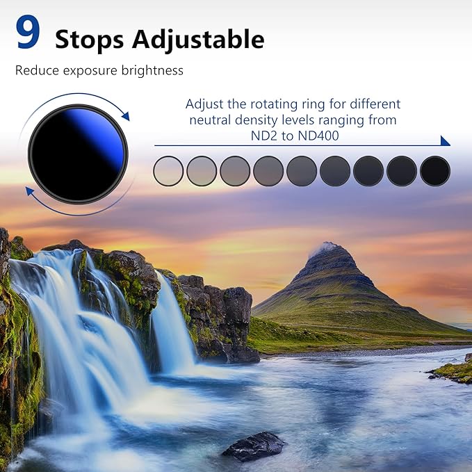 NEEWER 67mm Variable ND Filter ND2-ND400, Neutral Density Filter, Water and - Image 3