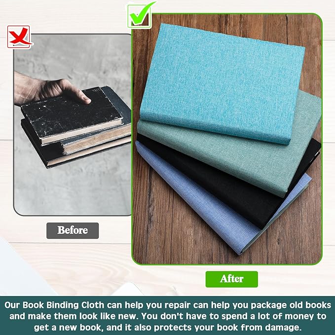 4 Pcs Book Cloth Bookcover Fabric Surface with Paper Backed Book Binding Cloth Fabric Book Cover for Scrapbooking Album DIY Craft Supplies Home, 4 Colors(Cool Color,40 x 16 Inches)