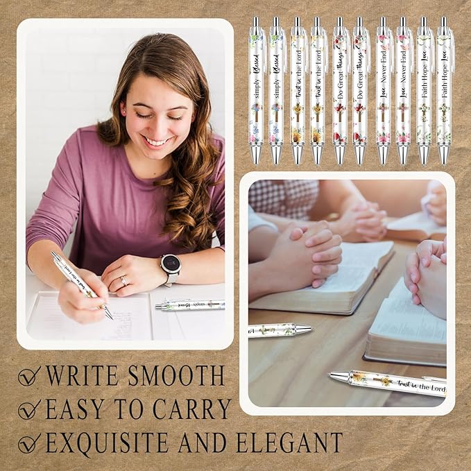 30 PCS Bible Verse Pens, Christian Pen Set, Christian Ballpoint Pens for School Office Church Supplies