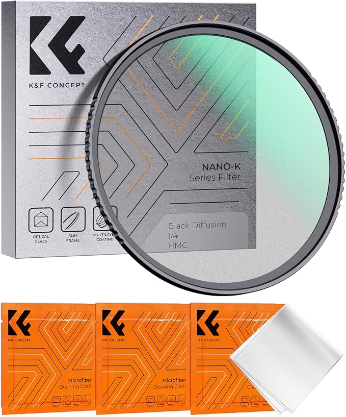 K&F CONCEPT 55mm Black Diffusion 1/4 Filter Mist Cinematic Effect Filter by KFCONCEPT