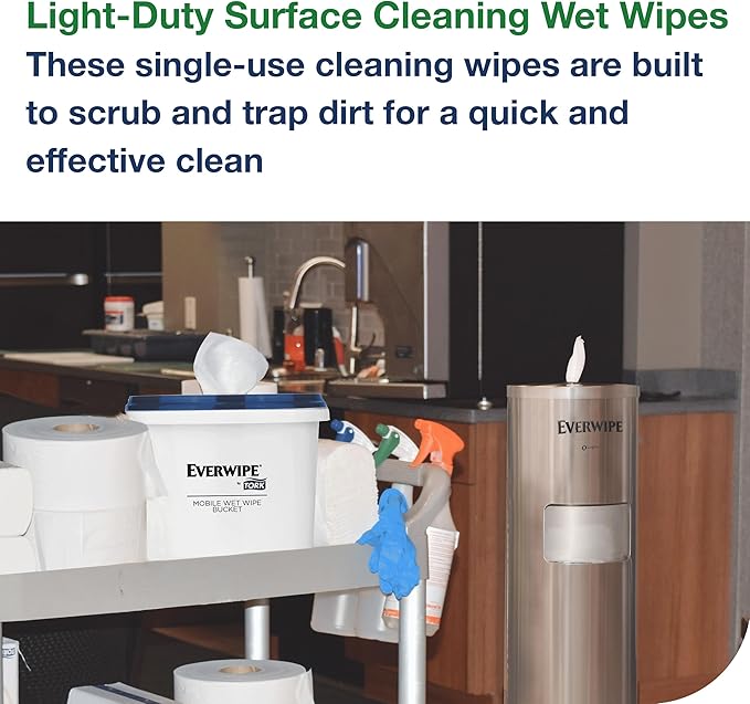 Everwipe by Tork Light-Duty Surface Cleaning Wet Wipe Jumbo Rolls White W12, Cleans and Deodorizes, 2 x 2500 wipes, 192816