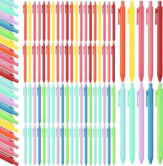Fulmoon 50 Pcs Ballpoint Pens Bulk Retractable Comfortable Writing Pens Cute Back to School Supplies in Medium Point 1.0 mm for Teacher Student Bridal Shower Baby Shower(Rainbow Colors,Black Ink)