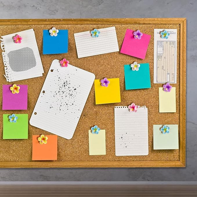 60 pcs Flower Push Pins Cute Decorative Flower Thumbtacks Color Pushpins for Bulletin Cork Board Photo Wall Display Map Home Office Organization