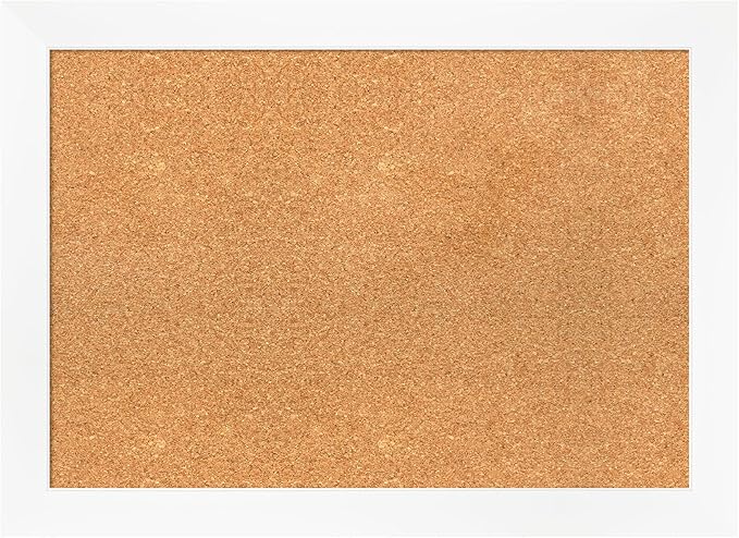 Amanti Art Natural Cork Board for Wall, 21x29 Vision Board with White Frame, Medium Corkboard Office Decor for Home Organization, Modern Corkboard Pinboard to Display Items for Home Organization in