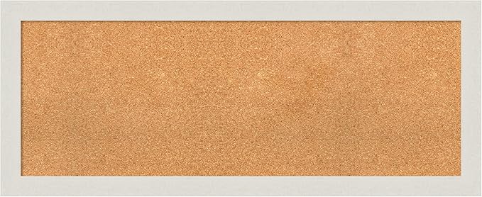 Amanti Art Natural Cork Board for Wall, 19x47 Vision Board with White Frame, Oversize Corkboard Office Decor for Home Organization, Country Rustic Corkboard Pinboard to Display Items for Home