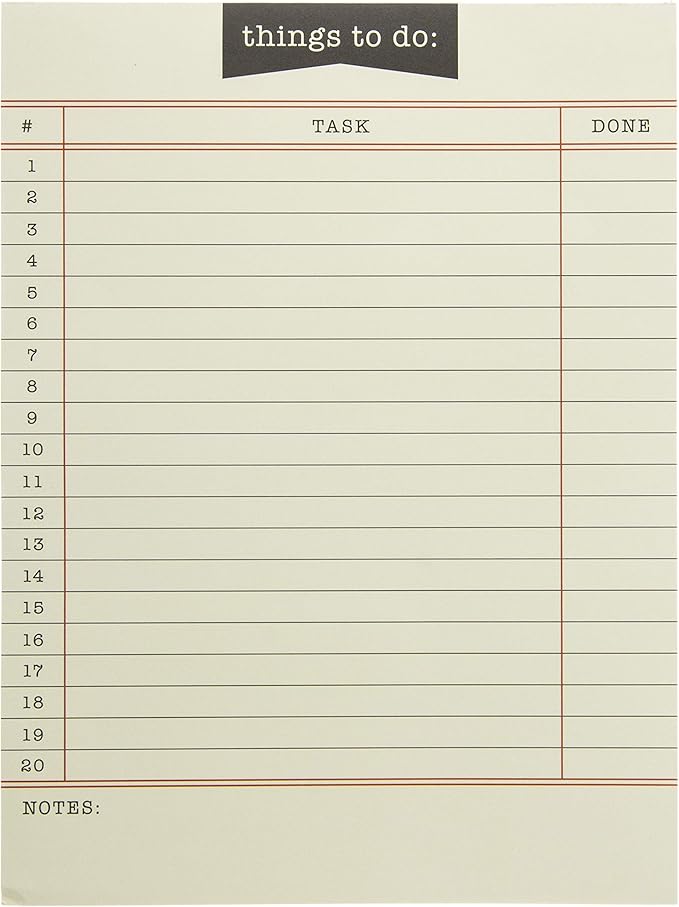 Graphique Library Card To-Do List Notepad | 150 Tear-Away Sheets | Task Planner | Daily Organizer | Memo Writing Pad | Priority Checklist | Undated | 6” x 8”