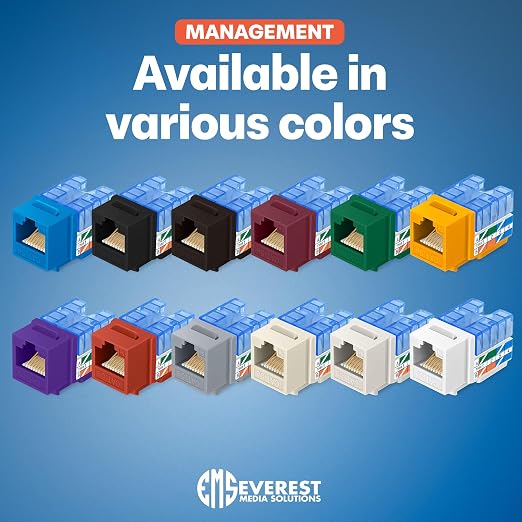 Everest 90° Angled RJ45 Cat5e Keystone Jacks 50-Pack in Blue - Image 7