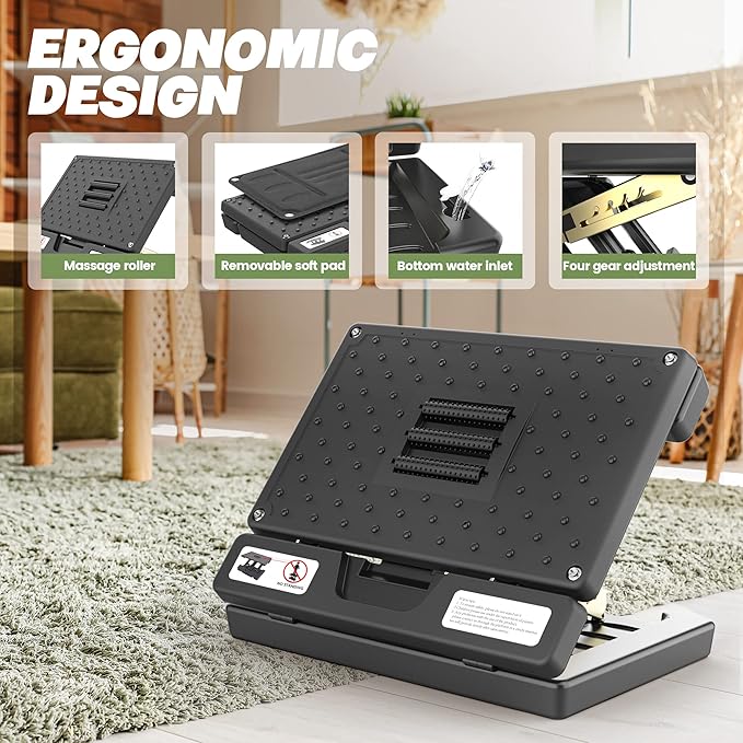 Foot Rest for Under Desk at Work, Height Adjustable Footrest with Massage Roller and Soft Pad, Foldable Ergonomic Foot Rest for Car, Underdesk, Home, Train(Grey)