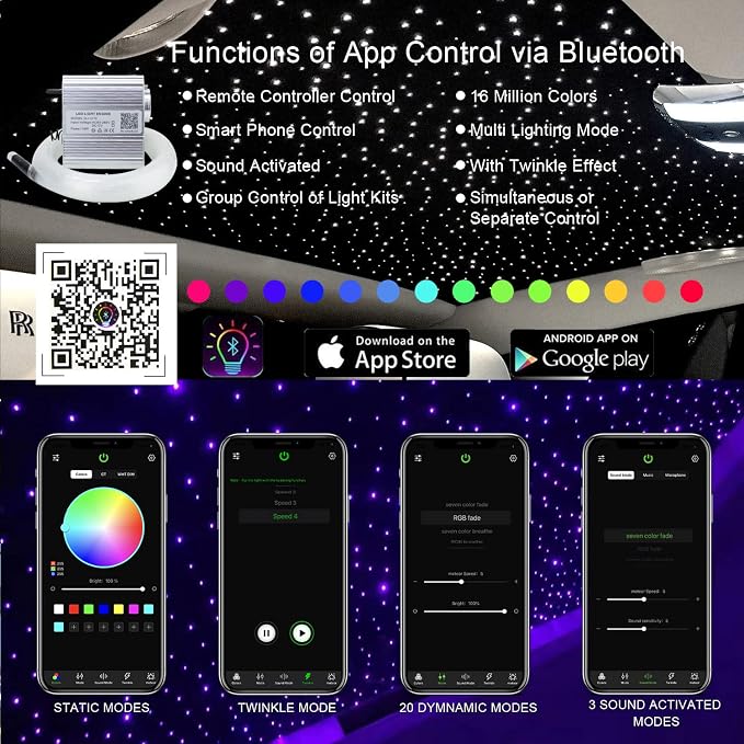 AKEPO RGBW Fiber Optic Lights kit Twinkle+APP Control+Music Effect Star Ceiling - Image 3