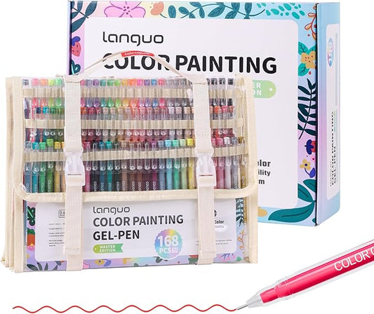 168 PCS Gel Pens for Adult Coloring Books, 162 Colors Gel Colored Pens Set with Travel Case, Perfect Gel Pens for Adult Drawing Doodling Journaling, Art Supplies and DIY Crafts