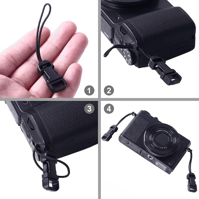 Padwa Lifestyle 4 Pcs Black Quick Release Camera Strap QD Loops Connector - Image 5
