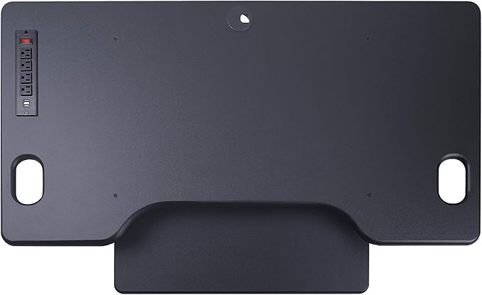 Rocelco 46" Height Adjustable Standing Desk Converter with AC USB Charger and Anti Fatigue Floor Mat - Sit Stand Up Triple Screen Riser Workstation - Keyboard Tray - Black (R DADRB-46-ACUSB-MAFM)