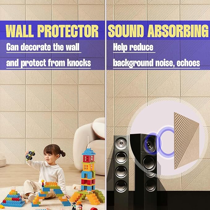 Large Cork Board for Walls 48"x 36", 12 Pack Felt Wall Tiles with Safe Removable Adhesive Tabs, Cork Board for Office,Pinboard Bulletin Board - Tan