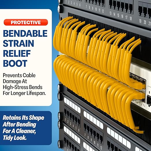 Everest Ultra Slim Cat6a Ethernet Patch Cables 7ft Yellow - Image 3