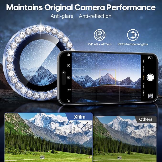 for iPhone 17 Air Camera Lens Protector Bling, Individual Diamond Metal Ring - Image 4