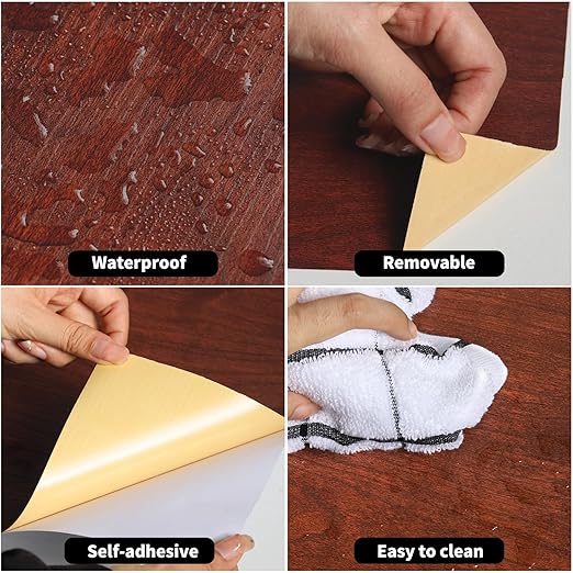 GSCIT Club Wood Tape, 2.4 inch X 15ft Self Adhesive Cherry Wood Grain Repair Tape Cherry Repair Patch for Tables, Chairs, Baseboards, Doors, Windows