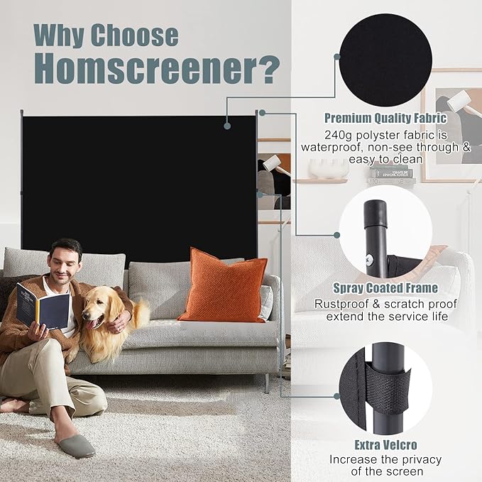 Room Divider Single Panel Privacy Screen W/Wheels, 71'' Wide Portable Room Divider Screen, Upgrade Fabric Wall Divider for Room Separation, Freestanding Partition Room Dividers for Home Office Studio