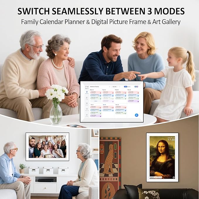 15.6 Inch Digital Calendar Chore Chart, Digital Picture frame,Smart Touchscreen Wall & Desk Electronic Calendar Family Planner for Seamless Scheduling/Organizing