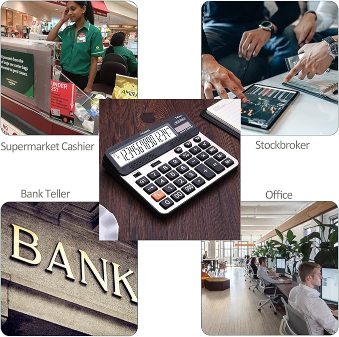 Large Button Calculator,Philley Large LCD Display 14 Digits Desktop Check&Correct Electronic Calculator(CT-9240C)