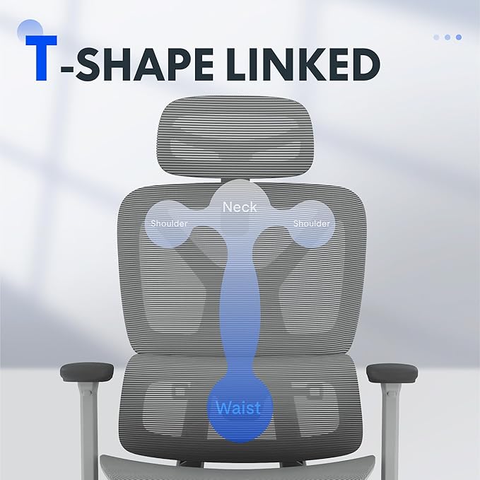 FLEXISPOT ErgoX Premium Ergonomic Office Chair with Footrest- Adjustable 3D Armrests, Dynamic Lumbar Support, Recline & Tilt Function, Mesh Seat, for Home & Office Use,Light Grey