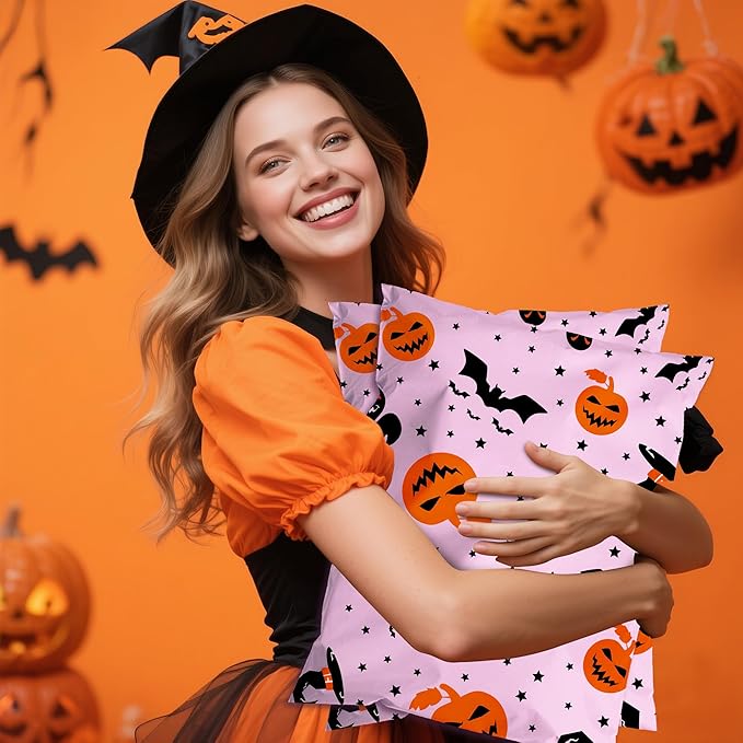 Halloween Poly Mailer 10x13 Inch 25 Pcs, Waterproof Shipping Bags for Clothing, Tear-Resistant Mailier Bags, Strong Mailing Bags with Self-Seal - Purple