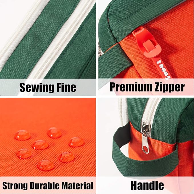 Sooez High Capacity Pencil Case, Big Pencil Bag Pouch Box Organizer Pen Case, Portable Journaling Supplies with Easy Grip Handle & Loop, Aesthetic Supply for Girls Adults, Orange