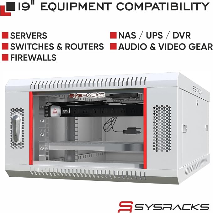 6U Wall Mount Server Rack Cabinet 24” Deep, 19” Network & AV Enclosure - Image 9