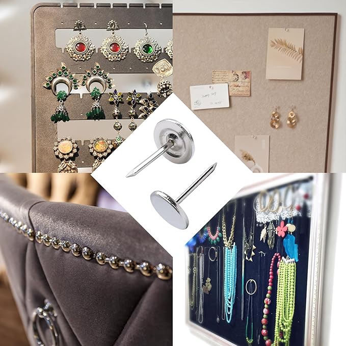 100Pcs Flat Head Upholstery Tacks Home Furniture Decor Tacks Upholstery Nails Flat Push Pins Flat Thumb Tacks Silver (16mmx20mm)