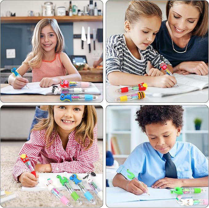 50Pcs Mini Multicolor Pens in One 4-in-1 Cute Pens Bulk for Kids, Ballpoint Pen for Birthdays and Children's Parties, Fun Pen Gifts Assorted Ink Kawaii Pen