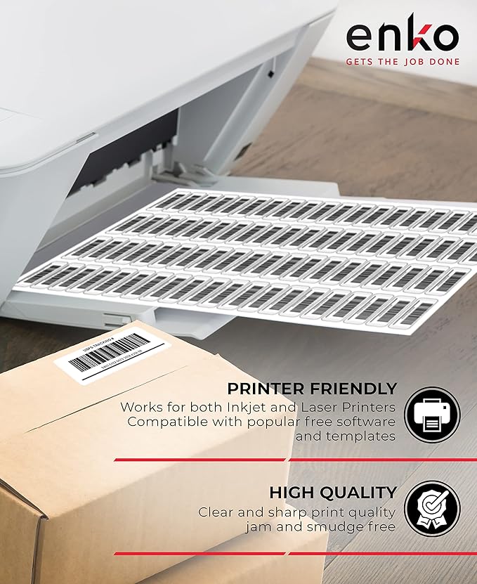 enKo - 3-1/2 x 5 Inch Label - White Blank - 4 Up Per Sheet Shipping Address Mailing Labels for Laser Inkjet Printer (900 Sheets, 3600 Labels)
