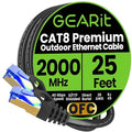 GEARit Cat8 Outdoor Ethernet Cable Waterproof, Direct Burial, LLDPE UV Jacket by GEARit