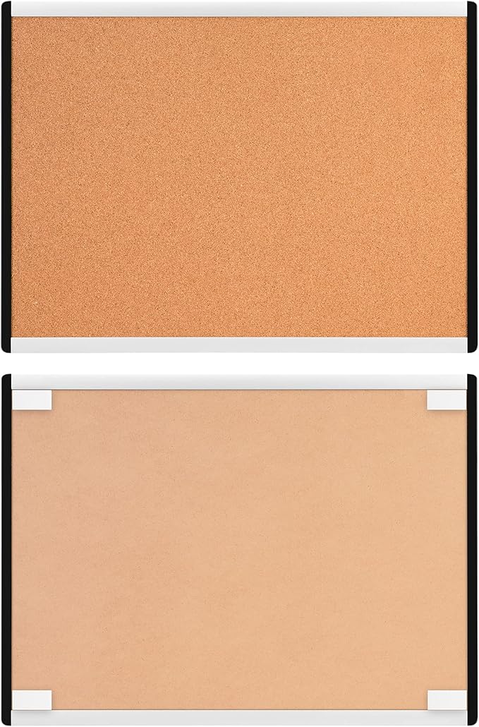 Amazon Basics Cork BulletinBoard, 23" x 17", Pin Board for Office & Home with Aluminum/Plastic Frame, 3 Pack