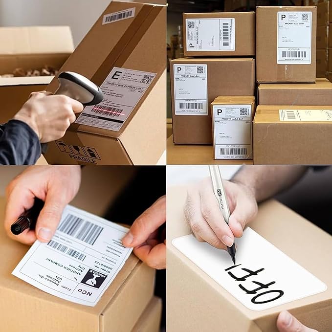 5.5" x 8.5", 100 Sheets, 200 Printable Half Sheet Labels, Blank Mailing Labels for Laser & Inkjet Printers, Letter Size