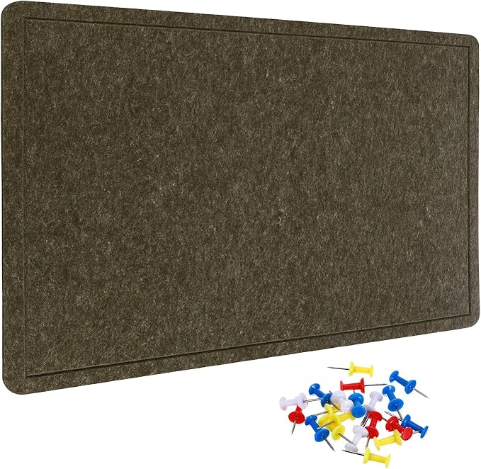 YOKIVE Felt Bulletin Board, 48 x 36 -Inch Foldable Decorative Pin Board Self Adhesive Felt Cork Board with 20 Pushpins, Great for Wall, Photo Display, Paste Note, Schedule(Olive)