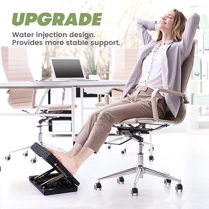Foot Rest for Under Desk at Work, Height Adjustable Footrest with Massage Roller and Soft Pad, Foldable Ergonomic Foot Rest for Car, Underdesk, Home, Train(Grey)