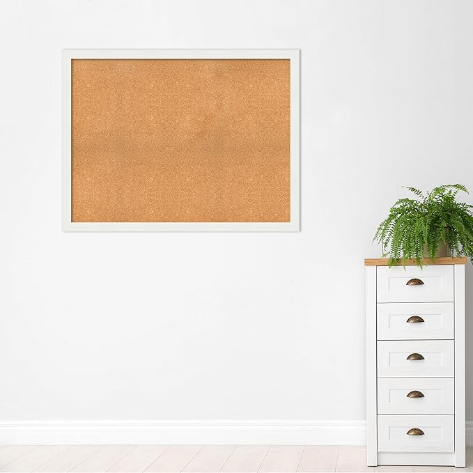 Amanti Art Natural Cork Board for Wall, 39x51 Vision Board with White Frame, Oversize Corkboard Office Decor for Home Organization, Casual Corkboard Pinboard to Display Items for Home Organization in