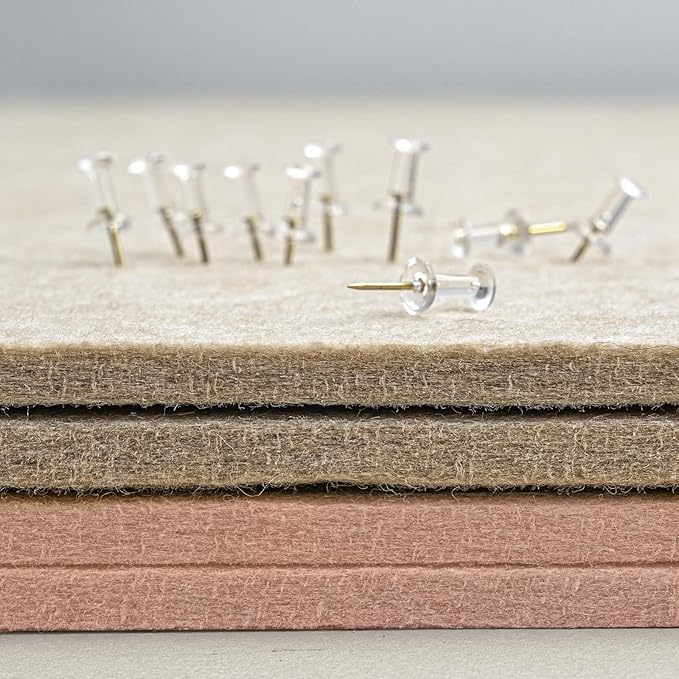 Bulletin Board, 36 x 24 Inches Felt Pin Board - Decorative Cork Alternative for Wall, 3' x 2' Foldable Picture Self-Adhesive Vision Prayer Board With 20 Pushpins - Mauvey Pink