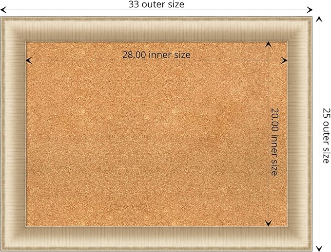 Amanti Art Natural Cork Board for Wall, 25x33 Vision Board with Gold Frame, Medium Corkboard Office Decor for Home Organization, Casual Corkboard Pinboard to display items for home organization
