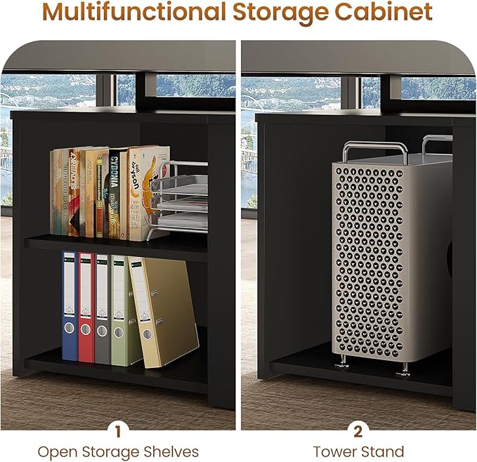 Itaar 70.9" Executive Desk, Large Computer Desk with Drawers and Lateral File Cabinet, Office Desk with Removable Shelves, Business Furniture Desk Workstation for Home Office, Walnut