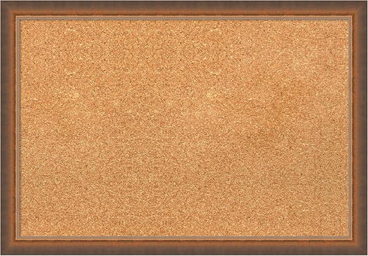 Amanti Art Natural Cork Board for Wall, 18x26 Vision Board with Bronze Frame, Medium Corkboard Office Decor for Home Organization, Modern Corkboard Pinboard to Display Items for Home Organization in